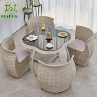 5 pc extérieur rotin meubles restaurant jardin pe rotin chaises ensemble balcon rotin canapé pour salle à manger