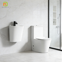 Vente en gros de produits sanitaires pour hôtels, cuvette suspendue au mur et cuvette de toilette monobloc, ensemble de toilettes et d'évier en céramique pour salle de bains