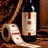 Étiquette adhésive en papier texturé pour bouteille de vin rouge, impression d'étiquettes de vin en rouleau gaufré avec dorure à chaud