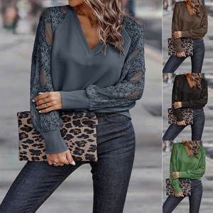 Pull en tricot pour femme 2025 - Col en V avec dentelle, style ample et décontracté, nouveau haut d'automne/hiver pour femme - Product Image 2