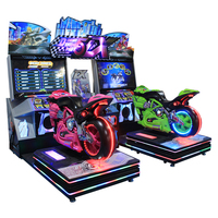 Bornes d'arcade de course de vitesse double moto, jeu de conduite commercial à deux vélos
