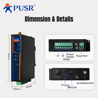 Gateway de Bajo Consumo PUSR, Modbus RTU JSON MQTT/TCP, DC 9-36V, Energía Solar, DI/AI/RS485 y Almacenamiento de Datos Fuera de Línea, Soporte SIM para Exteriores