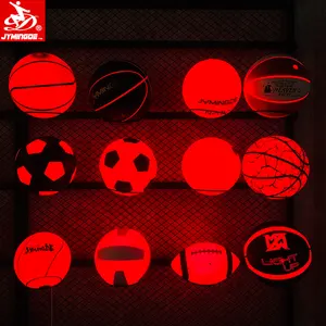 Bola basket basket menyala dalam gelap LED kustom USB dapat diisi ulang dengan pegangan tinggi