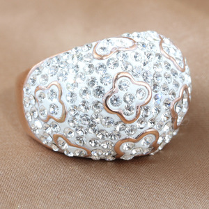 <b>Crystal</b> <b>Ring</b> Women Rose Gold Flower Shape Micro Insert Stone Jewelry Everyday Wear - Product Image 1
