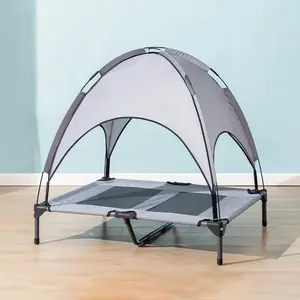 Lower Price Portable Chew Proof Raised Waterproof Easy To Carry Cot Folding Outdoor Elevated Bed With Canopy