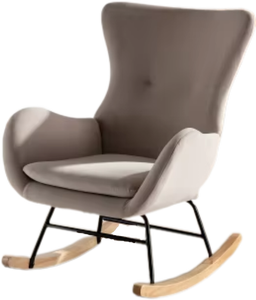 TOSEE Chaise à Bascule de Style Rétro Moderne Luxueux Velours Rembourré avec Cadre en Acier Pieds en Bois Massif pour Chambre Bureau Décor - Product Image 6
