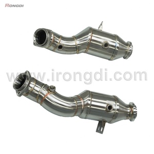 304 Stainless Steel Exhaust Downpipe C43 E43 E400 W205 M276 3.0T for Mercedes-Benz Golden Fish Scale Weld with Polished Surface - Product Image 2