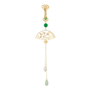 Chinese Style Plum Blossom Fan Brooch With Tassel Pendant Women's Hanfu Decoration Wedding Accessory - Product Image 5