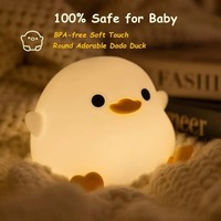 Veilleuse Canard DoDo, Lampe de Chevet LED Rechargeable en Silicone en Forme de Canard Mignon, Intensité Réglable, pour Chambre de Bébé et Salon