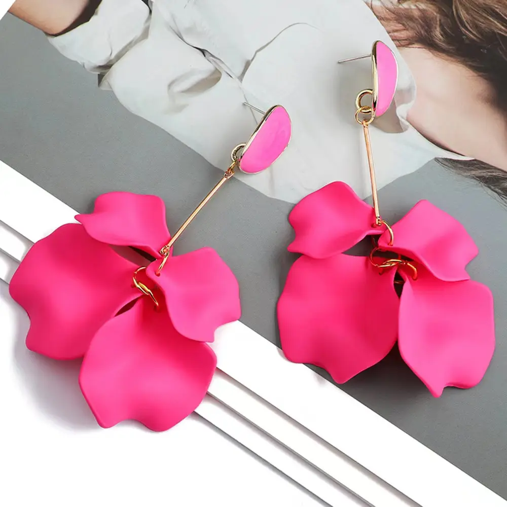 Boho Vintage Fransen Blütenblatt Blumen ohrringe Elegante Aussage Schmuck Süße Übertreibung für Frauen Blütenblatt Ohrringe