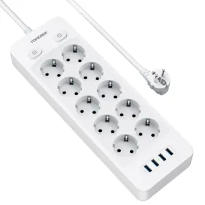 Top Ranking Product EU Plug Socket Extension Lead With 10 AC Outlet 4 USB Ports