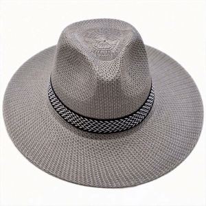 Design Promotion Factory Straw Cowboy <b>Hats</b> Directly Sale Moderate Price Mens Custom Summer Cowboy Straw <b>Hat</b> with Leather Strap - Product Image 4