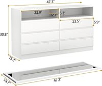 Nouvelle conception classique, commode à 6 tiroirs, meubles de chambre à coucher blancs, coiffeuse avec miroir LED, ensemble de commodes avec miroir et armoire