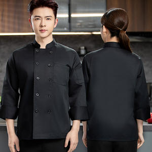Personalizzato nero doppio petto francese italiano Sushi giapponese Chef uniforme professionale giacche da Chef intrecciate pantaloni in sgualda <span class=keywords><strong>per</strong></span> cucinare - Product Image 3