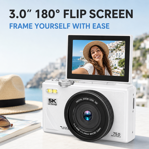 <span class=keywords><strong>Appareil</strong></span> <span class=keywords><strong>photo</strong></span> numérique avec capteur CMOS 75MP 4K, zoom optique 12x, double objectif télescopique, WiFi, autofocus, écran 2-3 pouces, image électronique - Product Image 3