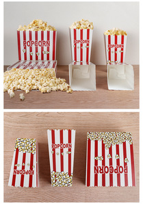 Boîte à popcorn carrée en papier pliable avec logo personnalisé, pour fêtes et cinéma - Product Image 5
