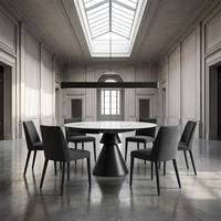 Table à manger ronde transformable moderne en pierre frittée, extensible pour 4-6 personnes, idéale pour les petits espaces
