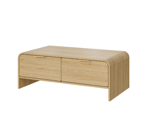 Mesa Auxiliar Moderna de Madera con Borde Curvo en Arco, 2 Cajones, Muebles de Sala de Estar, Mesa de Centro Económica para Sala de Estar - Product Image 2