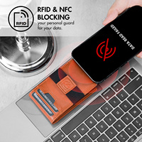 THUMBS-UP dompet bisnis kulit kuda gila pria, ramping lipat dua pemblokir RFID dompet sarung kartu kredit kulit sapi asli