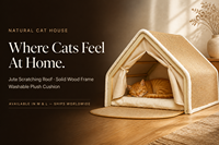 Mobilier d'intérieur pour animaux de compagnie : Maison pour chat en bois en forme de A avec toit à gratter en jute, coussin amovible et rideau d'intimité, OEM
