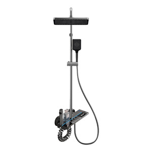 Modern Rectangle <b>Shower</b> Head Set With Temperature Display <b>Portable</b> Bathroom Fixture YM-4180 Anodizing Technology - Product Image 1
