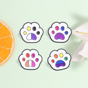 Broche en émail motif patte arc-en-ciel, mignonne et colorée, pour chat et chien, idéale pour décorer un sac à dos - Product Image 1