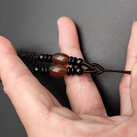 Collier en perles d'agate noire de couleur café, épaisseur 3 mm, longueur 26 pouces, cordon de corde pour pendentif