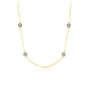 RHN1368 mujeres moda 925 plata esterlina pavé circón Diamante Azul mal de ojo clavícula Collar para mujer boda fiesta - Product Image 4