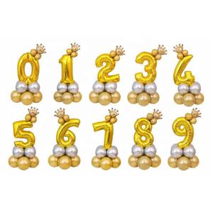 Em Bé Tắm Kỹ Thuật Số Nhôm Lá Cột Bóng Bay Số Lá Bóng Bay Trẻ Em 0-9 Tuổi Sinh Nhật Trang Trí Tiệc Đứng Set - Product Image 2