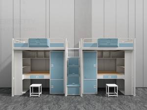 Mobilier pour dortoir <span class=keywords><strong>Lit</strong></span> mezzanine à cadre métallique pour étudiants Adolescents <span class=keywords><strong>avec</strong></span> tiroirs de rangement Escalier et penderie pour chambre d'école - Product Image 1