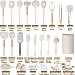 Ensemble d'ustensiles de cuisine en silicone 43 pièces, résistant à la chaleur, antiadhésif, kit d'outils de cuisson, manche en acier inoxydable, ustensiles de cuisine - Product Image 2