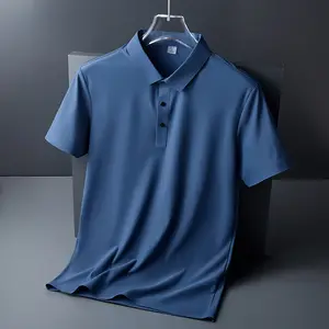 Vente à Chaud Polos en Soie de Glace avec Logo Personnalisé Polo de Golf en Nylon de Couleur Uniforme Solide pour Hommes