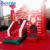 Château gonflable de Noël BOSTYLE en PVC, combo maison en briques, maison de saut, toboggan, installations aquatiques