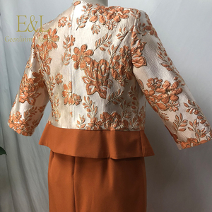 เสื้อแจ็คเก็ตผ้าไหมแอฟริกันดีไซน์ใหม่ ชุดทำงานสำหรับผู้หญิง คุณภาพสูง ชุดเดียวแบบสั้น ตัดสี ปักลาย 100% - Product Image 6