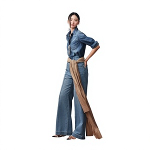 Q777 Jeans tendance à taille haute et coupe droite pour femmes, pantalon en denim classique décontracté, livraison rapide - Product Image 1