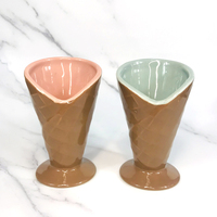 Verres à crème glacée en céramique jaune/rose, 10 pièces, pour l'été