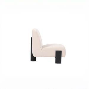 Sillón de salón moderno y decorativo para hotel, en terciopelo color crema, sofá individual con patas de metal negro, para sala - Product Image 3