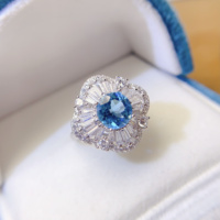 Wholesale Hot Sale Natural Topaz 8mm S925 Sterling Silver Classic Gemstone 18K Gold Plated Custom Design Engagement Wedding