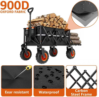 Chariot pliable robuste de 200 L, grand chariot utilitaire de jardin, chariot de camping extérieur, pour le camping et la plage