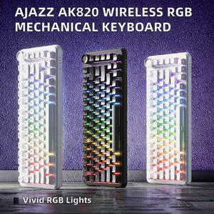 คีย์บอร์ดเกมมิ่งไร้สาย Ajazz AK820 82 ปุ่ม 3 โหมด 2.4Ghz RGB แบบกลไก พร้อมปุ่มตั้งโปรแกรมได้ผ่านพอร์ต USB-C และฟังก์ชั่นป้องกันการกดผิดพลาด - Product Image 2