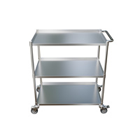 Chariot de service en acier inoxydable de qualité alimentaire à 3 niveaux avec bord surélevé anti-déversement et poignée de poussée pour cuisine commerciale