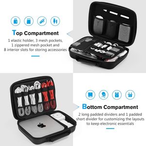 Hard Travel <strong>Electronic</strong> Organizer Case for Power Adapter Chargers Cables Power Bank Mouse <strong>Pencil</strong> USB Flash Disk SD Card