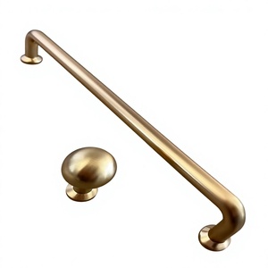 Brushed <b>Brass</b> Cabinet Pull Handle Bar with <b>Knob</b> Modern Home Kitchen Furniture Hardware Durable Design Antirust Eco Friendly - Product Image 1