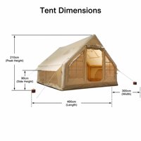 Tente Gonflable Oxford 420D 300x400cm 12 Mètres Carrés Tente de Camping Familiale Étanche PU3000mm avec Emplacement pour Poêle pour Escapades en Plein Air
