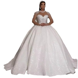 European American High Waisted Ball Gown Wedding Dress White Sweetheart Neckline Vintage Style Full Train Bride Dress - Product Image 5