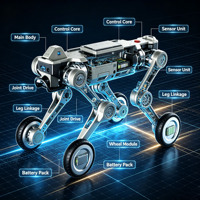Robot chien quadrupède industriel certifié CE à roues, tout-terrain, pour inspection, avec IA, pour développement secondaire, boîte de vitesses, roulement, pompe