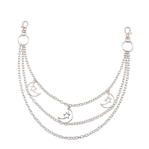 จี้รูปพระจันทร์และดาว สร้อยคล้องกางเกงหลายชั้น สร้อยคาดเอวสีเงินทิเบต เครื่องประดับแฟชั่นลำลอง - Product Image 5