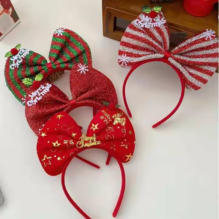 Merry Christmas Bow Headbandfor Women Party Decoration Cosplay Costume Xmas Festive Holiday Hair Accessory