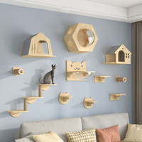 Étagères murales pour chat Ensemble de meubles Poteau à gratter pour aire de jeux Mur d'escalade pour chat pour l'intérieur avec escalier pour chat Maison et pont