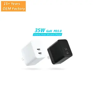 Venta al por mayor 35W viaje inteligente Mini pared Turbo tipo C carga rápida teléfono móvil para Iphone 15 cargadores portátiles Gan adaptadores